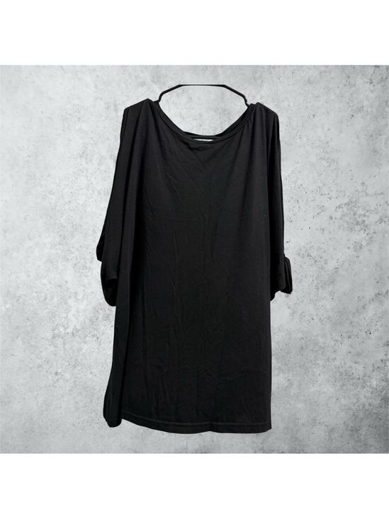 She + Sky Tops - She + Sky Black Tunic Top / Dress - Cold Shoulder Style with Tie Knots size M